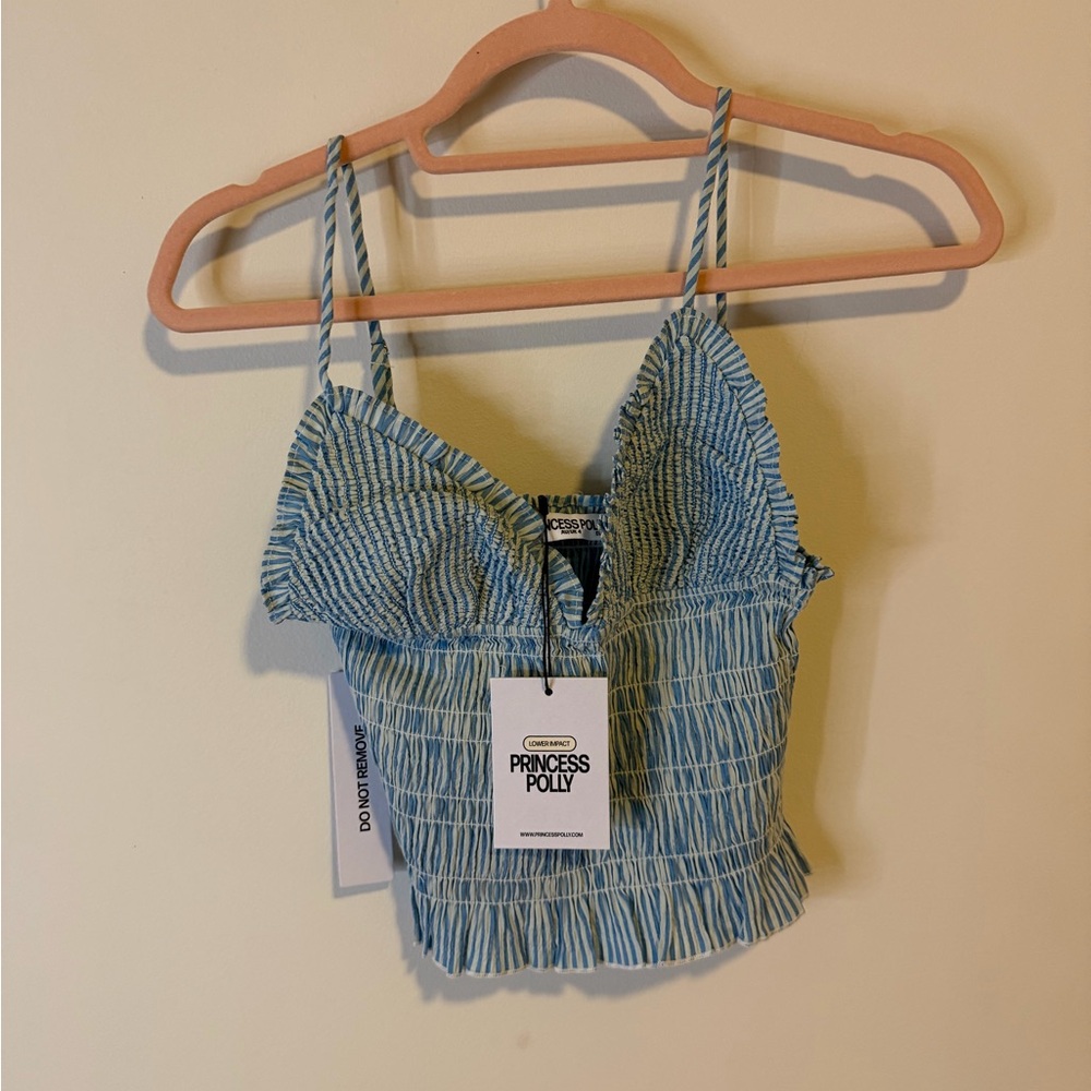 NEW Princess Polly Blue and White Striped Top